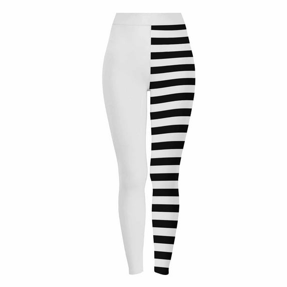 GERsome Striped Leggings for Women High Waist Tight Pants Womens Halloween Christmas Party Striped Full Ankle Length Tights Size 2XL
