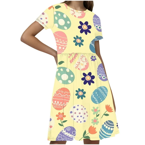 GERsome Summer Dresses for Girls Beach Party Sundress Short Sleeve Casual Loose T-shirt Dress Size 4-14 Years