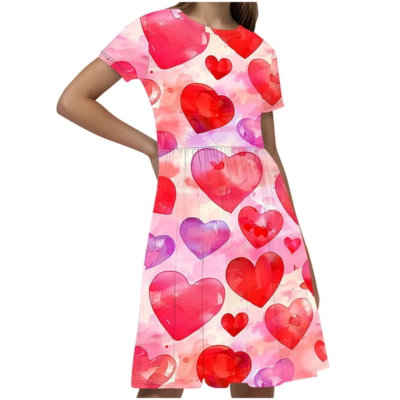 GERsome Summer Dresses for Girls Beach Party Sundress Short Sleeve Casual Loose T-shirt Dress Size 4-14 Years