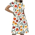 thumbnail image 1 of GERsome Summer Dresses for Girls Cute Floral Print Crewneck T-shirt Dresses Loose Short Sleeve Beach Party Sundress Size 4-14 Years, 1 of 5