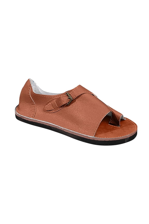 Summer Flat Sandals for Women Slip-On Open Toe Comfort Walking Slides Dressy Toe Ring Beach Sandals, Orange Size 5