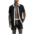thumbnail image 1 of GERsome Summer Outfits for Men 2 Piece Lounge Sets V Neck Button Down Shirts and Shorts Loungewear with Pockets S-2XL, 1 of 6