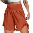 thumbnail image 1 of GERsome Summer Shorts for Women Casual Solid Color Ruffle Shorts Jogger Athletic Elastic Waist Shorts Spring Beach Vacation Shorts with Pockets S-2XL, 1 of 5