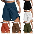 thumbnail image 1 of GERsome Summer Shorts for Women Casual Solid Color Ruffle Shorts Jogger Athletic Elastic Waist Shorts Spring Beach Vacation Shorts with Pockets S-2XL, 1 of 6