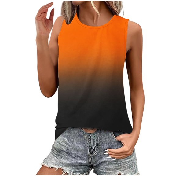 GERsome Summer Tank Tops for Women Loose Fit Crewneck Sleeveless Workout T-Shirts S-2XL