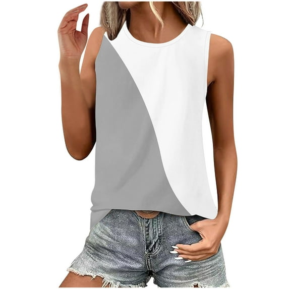GERsome Summer Tank Tops for Women Loose Fit Crewneck Sleeveless Workout T-Shirts S-2XL