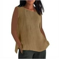 thumbnail image 1 of GERsome Summer Tank Tops for Women Pleated Crewneck Sleeveless Loose Fit Casual Tank Tunic Blouse Solid Color Workout Yoga Tee Shirts S-5XL, 1 of 5