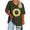 thumbnail image 1 of GERsome Summer V Neck T-Shirts for Women Plus Size Short Sleeve Loose Fit T-Shirts, Sizes S-5XL, 1 of 4