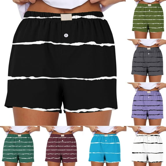 GERsome Sweat Shorts for Dance Yoga Sports Short Summer Running Athletic Pant Waistband Striped Shorts for Women S-3XL