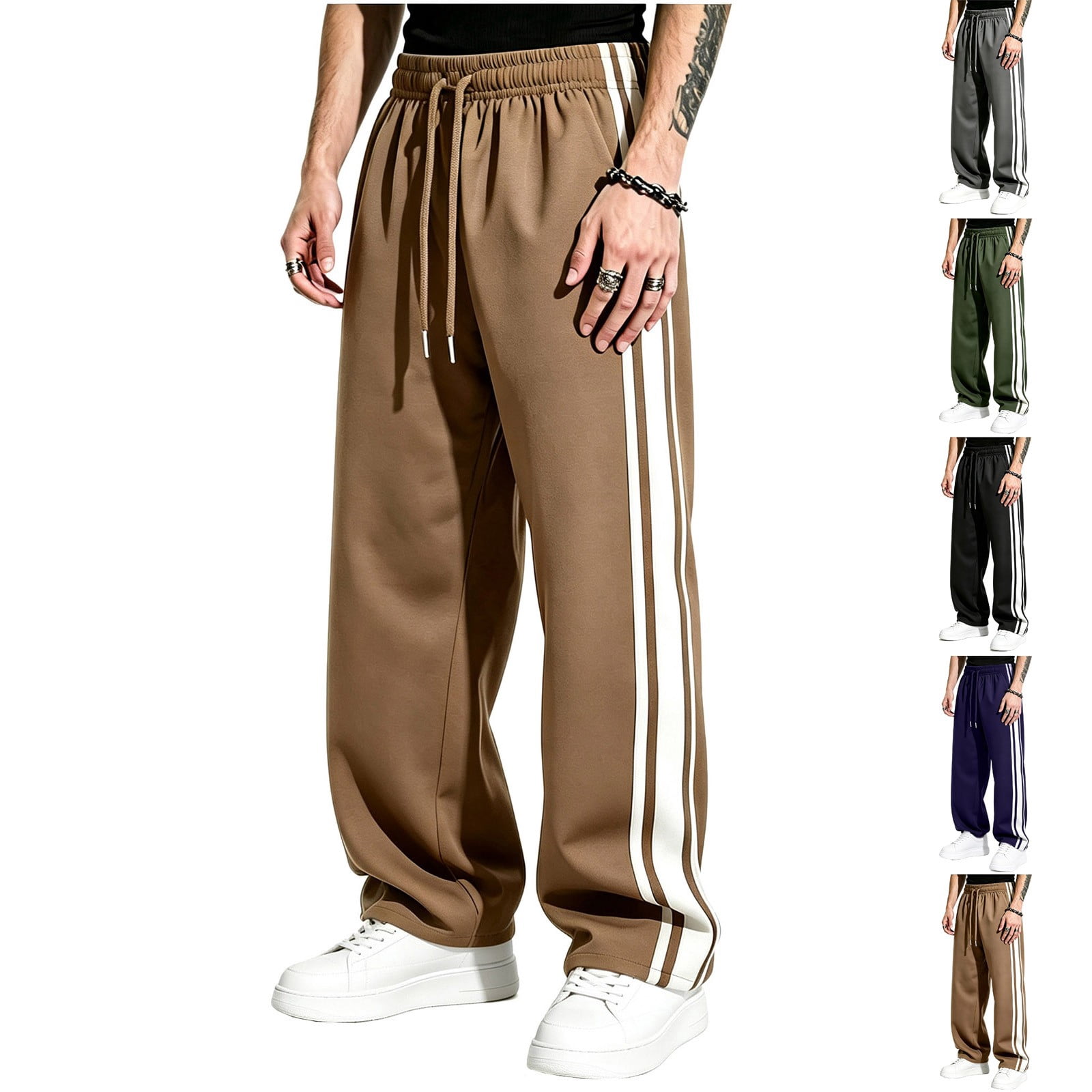 Outside Track Cd GERsome Sweatpants for Men Drawstring Wide Leg Side Stripe Track Pants ...