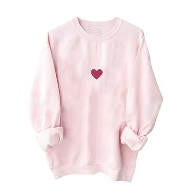 GERsome Sweet Heart Sweater for Women Crew Neck Valentines Heart Pattern Pullovers