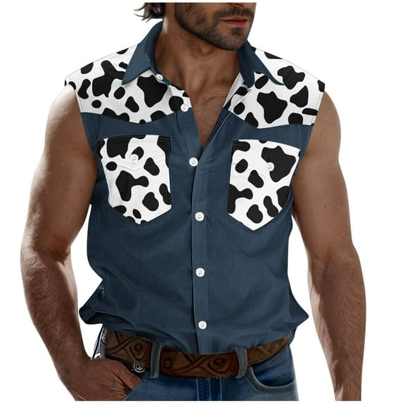 GERsome Tank Tops for Men Color Block Crewneck Shirts with Pockets Casual Button Up Summer Beach Vacation Tops S-3XL