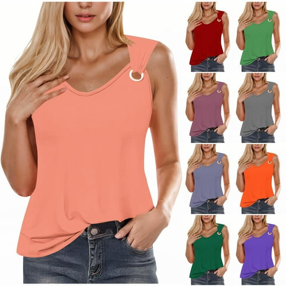 GERsome Tank Tops for Women Casual Crewneck Sleeveless Summer T Shirts S-2XL