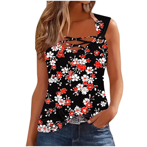 GERsome Tank Tops for Women Scoop Neck Sleeveless T-Shirts Summer Beach Vacation Trendy Tank Shirts S-2XL