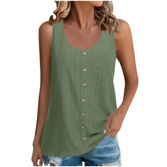 GERsome Tank Tops for Women Sleeveless Crewneck Loose Fit Basic Tee Casual Solid Color Summer T-Shirt S-2XL