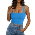 thumbnail image 1 of GERsome Tank Tops for Women Square Neck Sleeveless Crop Tops Solid Color Basic Slim-Fit Going Out Tops Athletic Sports Tee Shirts, 1 of 7