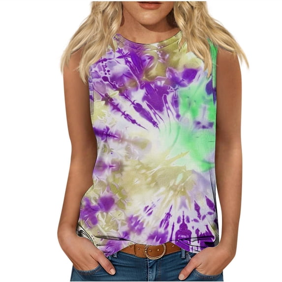 GERsome Tank Tops for Women Summer Beach Vacation Crewneck Loose Fit Casual Sleeveless T Shirts S-2XL