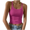 thumbnail image 1 of GERsome Tank Tops for Women U Neck Sleeveless Ribbed Crop Tops Solid Color Basic Slim-Fit Going Out Tops Workout Yoga Tee Shirts, 1 of 6