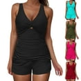thumbnail image 1 of GERsome Tankini Swimsuits for Women Twist Front Keyhole Two Piece Bathing Suits Tankini Tank Top with Boyshorts S-2XL, 1 of 9