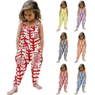 GERsome Toddler Baby Girl Casual Sleeveless Jumpsuits Spaghetti Straps Harem Long Overalls With Pockets 1-6 Years（Size 2-3 Years/Black)