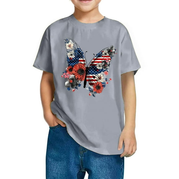GERsome Toddler Boys 4th of July Short-Sleeve T Shirts American Flag Crew Neck Tee Shirt for Kids Girls, 3-4 Years