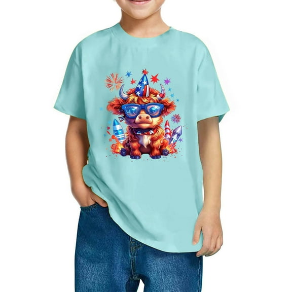 GERsome Toddler Boys 4th of July Short-Sleeve T Shirts American Flag Crew Neck Tee Shirt for Kids Girls, 3-4 Years