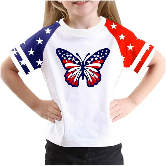 GERsome Toddler Boys Girls American Flag T-Shirts 4th of July Short Sleeve Crewneck Tshirts, 13-14 Years