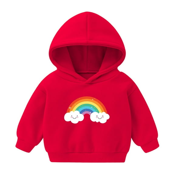 GERsome Toddler Boys Girls Hoodies Cute Cartoon Rainbow Pullover Long Sleeve Hooded Sweatshirt Casual Sweater Tops Size 5-6 Years