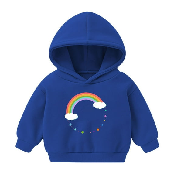 GERsome Toddler Boys Girls Hoodies Cute Cartoon Rainbow Pullover Long Sleeve Hooded Sweatshirt Casual Sweater Tops Size 5-6 Years