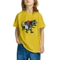 thumbnail image 1 of GERsome Toddler Boys Girls Short Sleeve Shirts Summer Cotton Casual Dinosaur Graphic Crewneck Tshirt, Sizes 3-10 Years, Yellow/5-6 Years, 1 of 5