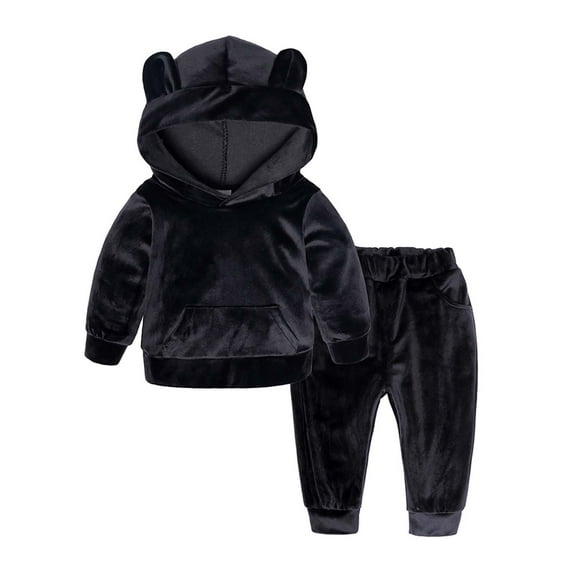 GERsome Toddler Boys Girls Velvet Hoodie Sweatpants Outfits Set