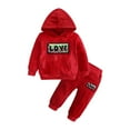 thumbnail image 1 of GERsome Toddler Boys Girls Velvet Hoodie Sweatpants Outfits Set, 1 of 9