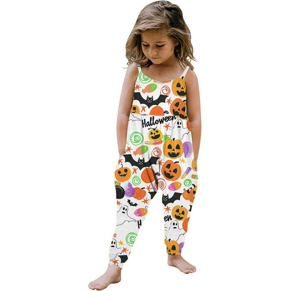 GERsome Toddler Girls Jumpsuit Romper Sleeveless Cute Long Pants Casual Multicolor Overalls with Side Pockets 1-6 Years(Size 3-4 Years/08#Colorful H)