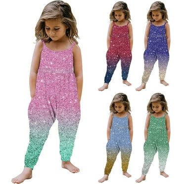 GERsome Toddler Girls Sleeveless Jumpsuits One Piece Outfits Romper for 1-6 Years Baby Kid Jumpsuit Pants Clothes with Pocket（Size 2-3 Years/Blue)