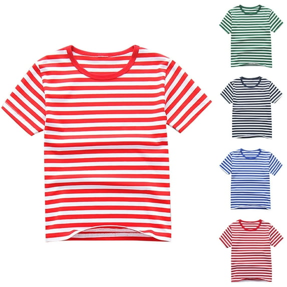 GERsome Toddler Girls' T-Shirts Cotton Summer Tshirts Kids Girls Basic Striped Tee Undershirts Short Sleeve Clothes Crew Neck Shirts