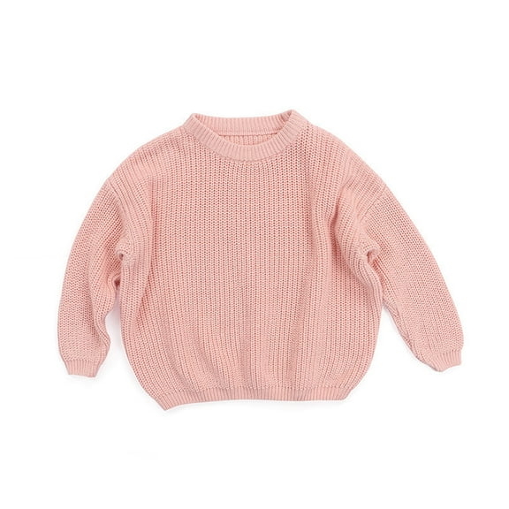 GERsome Toddler Infant Baby Girl Boy Knit Sweater Solid Color Oversized Crewneck Warm Pullover Sweatshrit Fall Winter Tops
