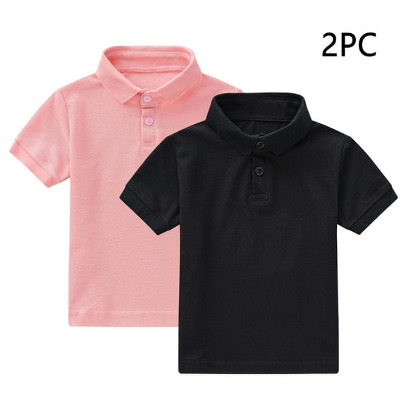 GERsome Toddlers Boys Girls Short-Sleeve Tshirts 2 Pack Unisex School Uniform Button-Down Collar Shirts Sizes 1-13 Years