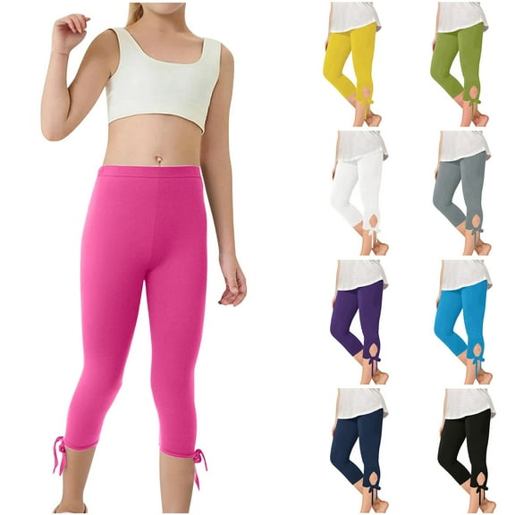 GERsome Toddlers Girls Capris Leggings Cropped Summer Leggings for School Wearing Yoga Tights for Kids Teen Workout Running, 2-13 Years