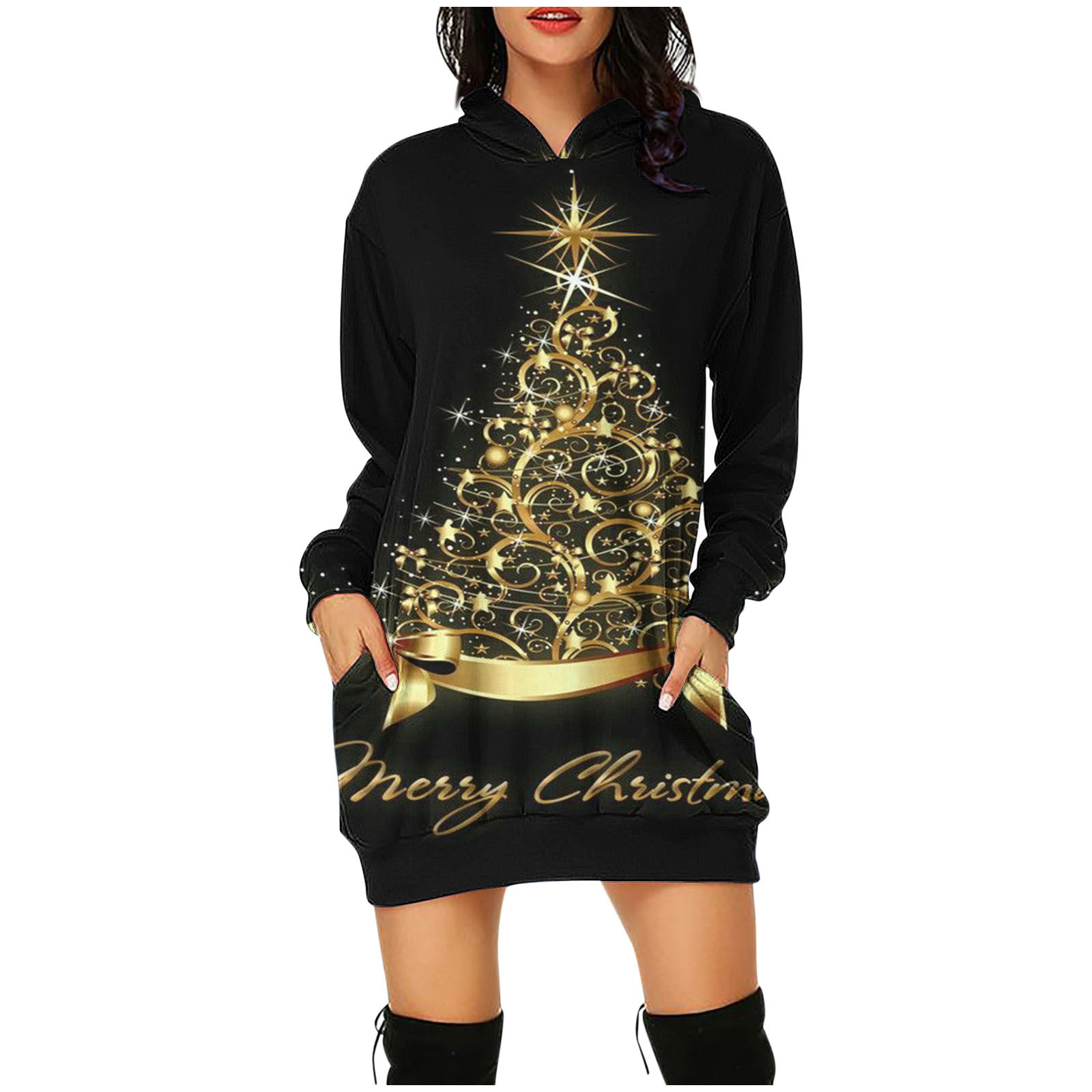 GERsome Ugly Christmas Sweater Dress for Women Funny 3D Christmas Tree