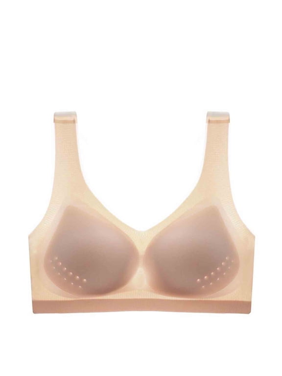 Ultra Thin Ice Silk Bras for Women, Lifting Cooling Seamless Bras, Non-Marking Net Yarn Breathable Latex Underwear