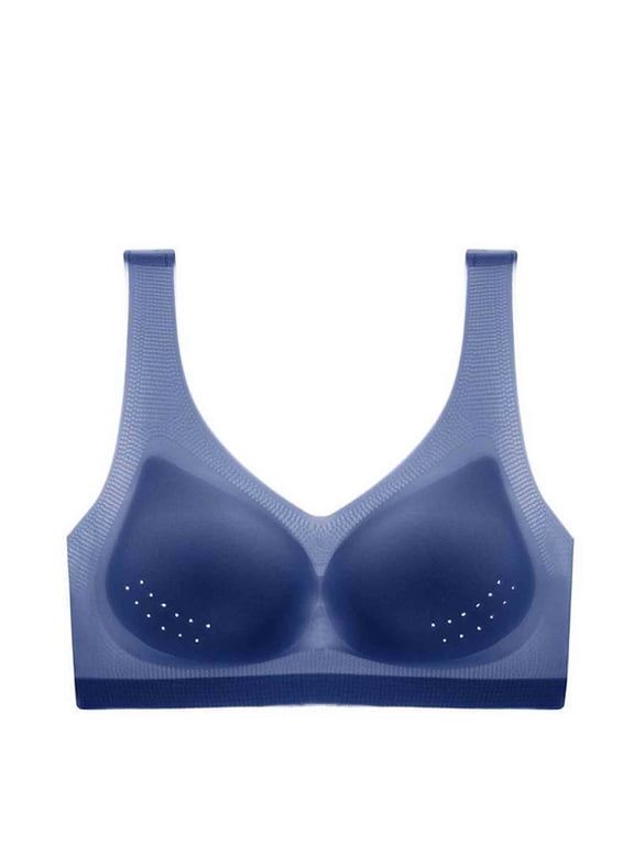 Ultra Thin Ice Silk Bras for Women, Lifting Cooling Seamless Bras, Non-Marking Net Yarn Breathable Latex Underwear
