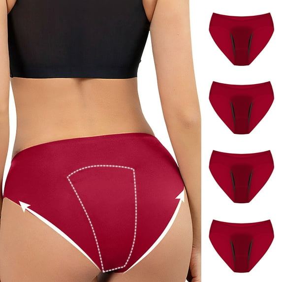 GERsome Underwear for Women High Absorbency Period Panties Ladies Leakproof Protective Menstrual Postpartum Washable Cotton Briefs S-2XL 1 or 4 Pack