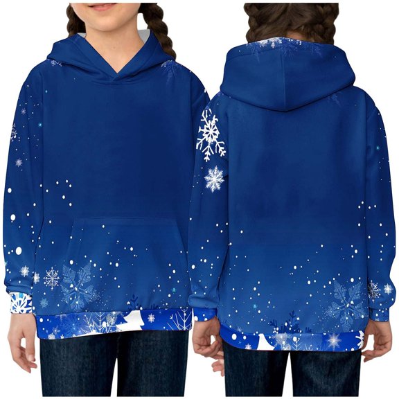 GERsome Unisex Boys Girls Christmas Sweatshirt Oversized Snowman Print Hoodies Kids Graphic Sweatshirts Long Sleeve Pullover with Pocket (Size 11-12 Years)