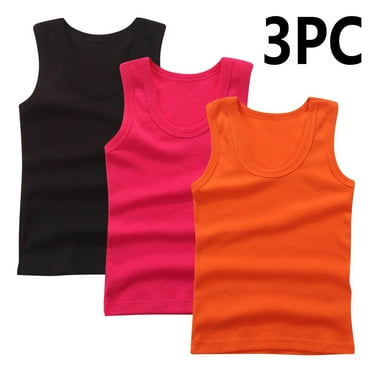 GERsome Unisex Boys Girls Cotton Tank Tops Sleeveless Undershirts Tees 3-Pack Assorted Colors Round Neck Shirts, Sizes 2-14 Years