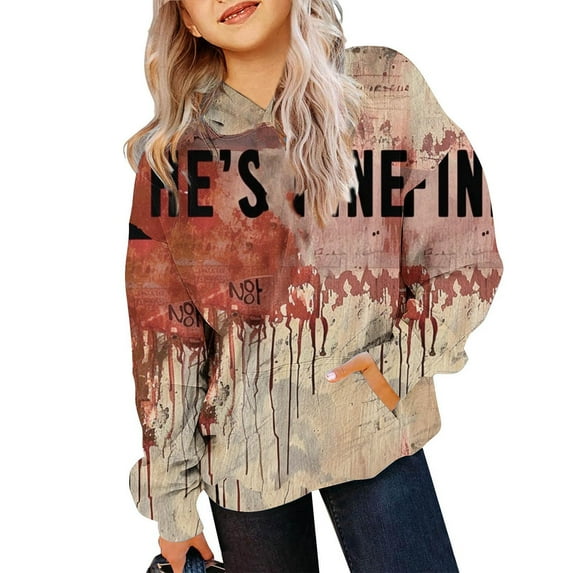 GERsome Unisex Halloween Sweatshirts Ghosts Graphic Sweatshirt Long Sleeve Casual Hooded Hoodie for Boys Girls (Size 9-10 Years)