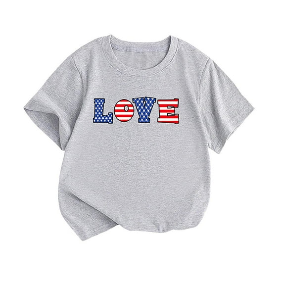 GERsome Unisex Kid's American Flag Short Sleeve T Shirts 4th of July Cotton Crew Neck Pullover Patriotic Tops, Sizes 1-2 Years