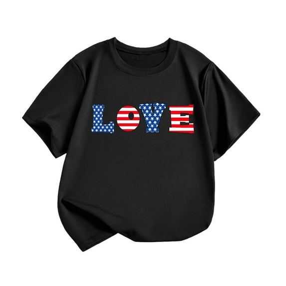 GERsome Unisex Kid's American Flag Short Sleeve T Shirts 4th of July Cotton Crew Neck Pullover Patriotic Tops, Sizes 3-4 Years