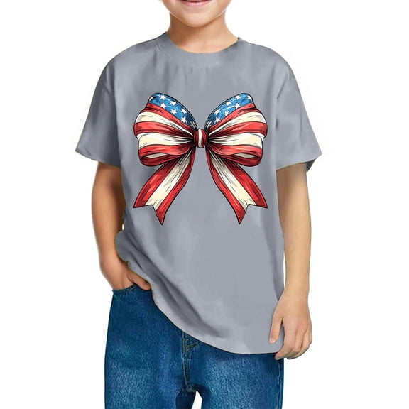 GERsome Unisex Kid's American Flag Short Sleeve T Shirts 4th of July Crew Neck Pullover Patriotic Tops, Toddler, Little Kids Boys, Girls, 9-10 Years