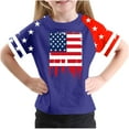 thumbnail image 1 of GERsome Unisex Kids 4th of July Crew Neck T Shirts, Girls American Flag Short Sleeve Graphic Tees Boys USA Star Stripes Color Block Patriotic Tops, 3-4 Years, 1 of 4