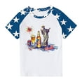 thumbnail image 1 of GERsome Unisex Kids 4th of July Crew Neck T Shirts, Girls American Flag Short Sleeve Graphic Tees Boys USA Star Stripes Color Block Patriotic Tops, Sizes 5-6 Years, 1 of 8